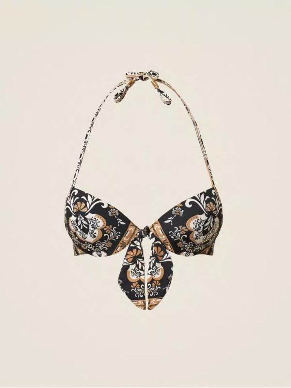 Ліф пуш-ап / Хустковий принт / Чорний 261LBMQ44