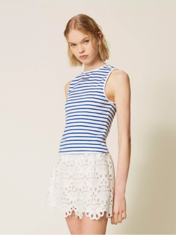 Топ у смужку / Білий / Блакитний 261LM2GAA