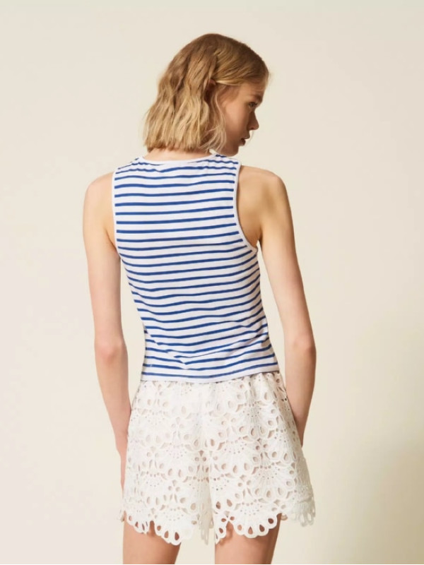 Топ у смужку / Білий / Блакитний 261LM2GAA