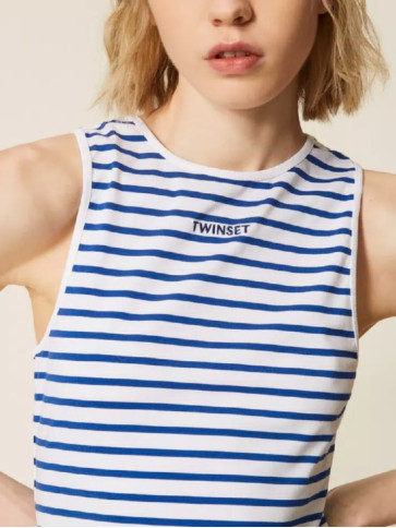 Топ у смужку / Білий / Блакитний