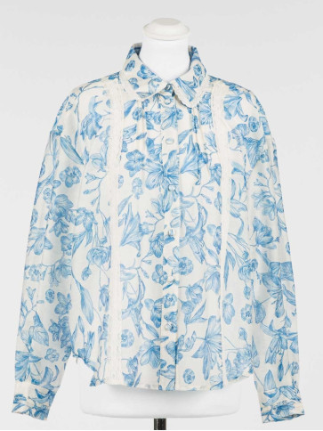 Квіткова сорочка / Білий / Синій