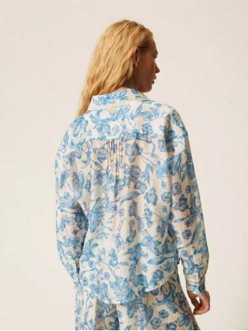 Квіткова сорочка / Білий / Синій