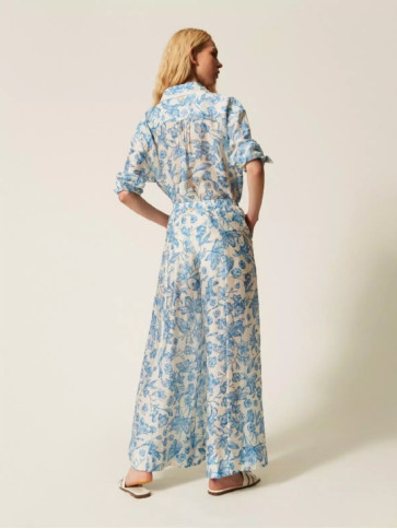 Квіткові штани / Білий / Синій