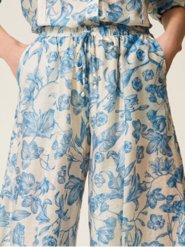 Квіткові штани / Білий / Синій