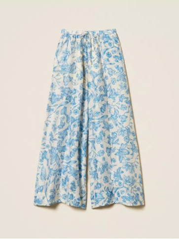 Квіткові штани / Білий / Синій