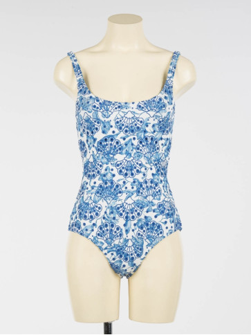 Цільний купальник / Білий / Синій