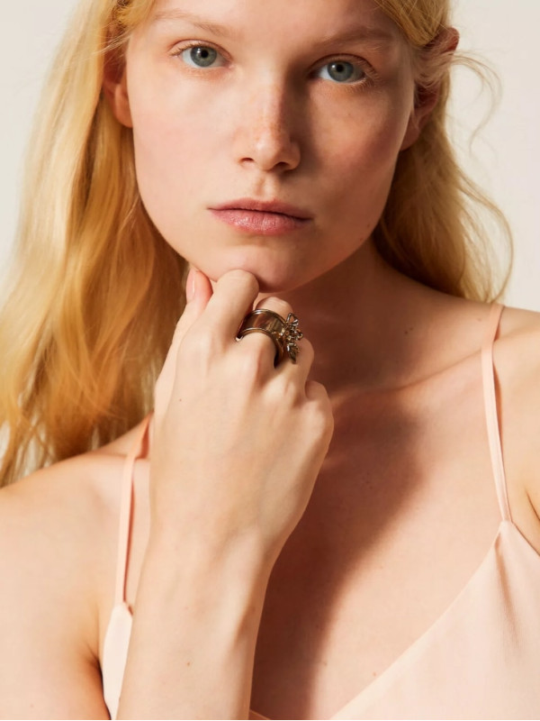 Каблучка з квіткою / Старе золото 261TA4020