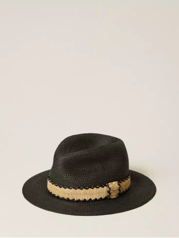 Капелюх з ефектом соломи / Чорний