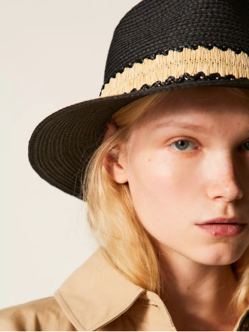 Капелюх з ефектом соломи / Чорний