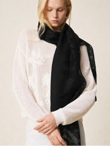 Мереживний палантін / Чорний