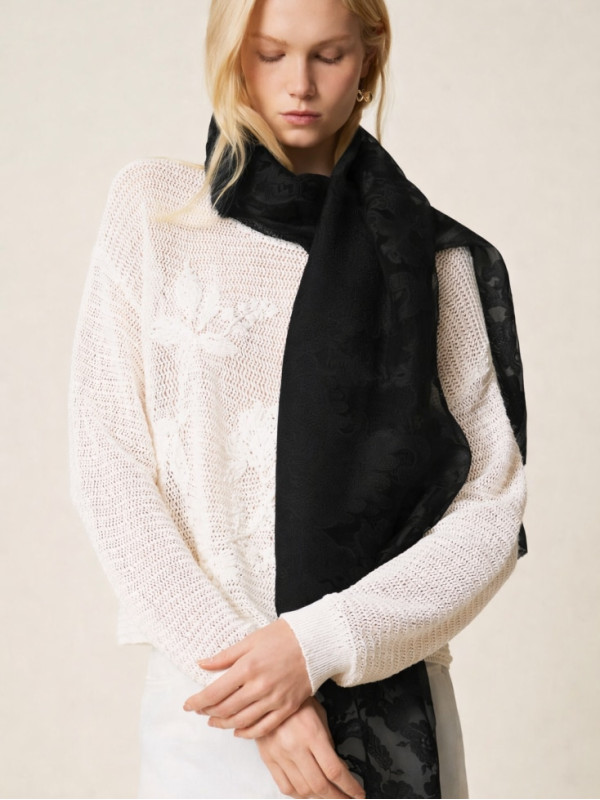 Мереживний палантін / Чорний