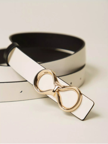 Двосторонній Шкіряний ремінь / Чорний/Пергамент