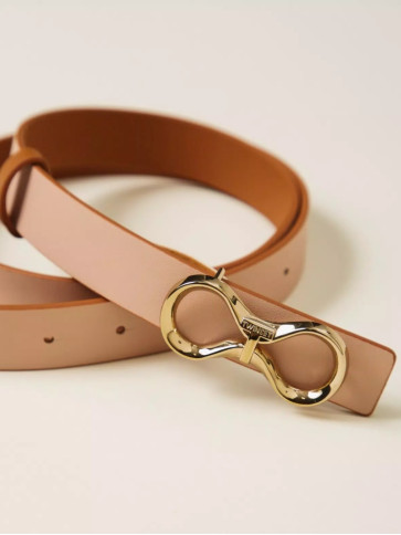 Двосторонній Шкіряний ремінь / Коричневий/Рожевий