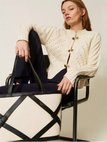 Сумка Шопер / Перламутр / Чорний