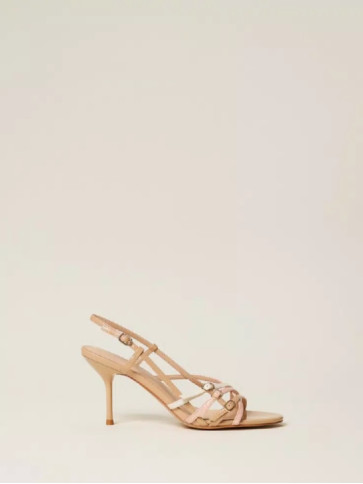 Босоніжки на підборах / Персик / Лілія / Пісочний