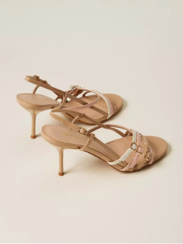 Босоніжки на підборах / Персик / Лілія / Пісочний