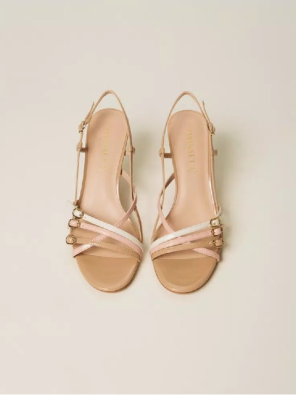 Босоніжки на підборах / Персик / Лілія / Пісочний