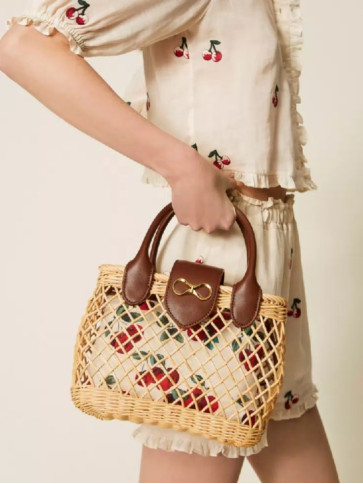 Плетена сумка / Солом'яний / Шкіряний