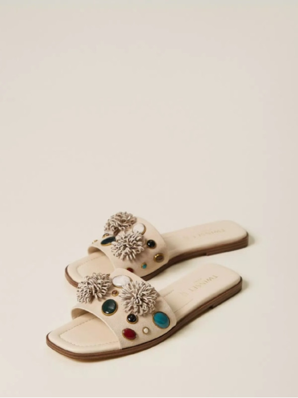 Замшеві шльопанці / Перламутр 261TGT062