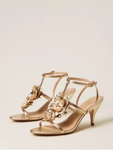 Босоніжки з ламінованої шкіри / Золото