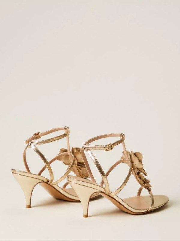 Босоніжки з ламінованої шкіри / Золото 261TGT082