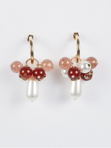 Сережки з перлиною / Червоний / Кашемірова троянда