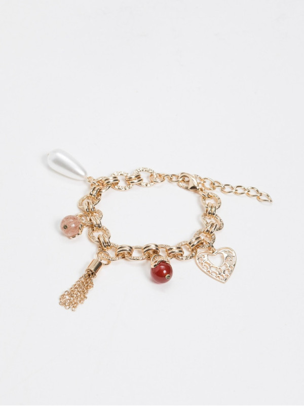 Браслет з підвісками / Червоний / Кашемірова троян 261TO5022