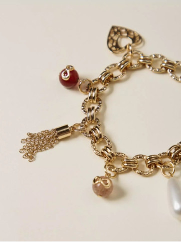 Браслет з підвісками / Червоний / Кашемірова троян