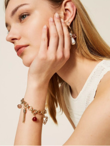 Браслет з підвісками / Червоний / Кашемірова троян