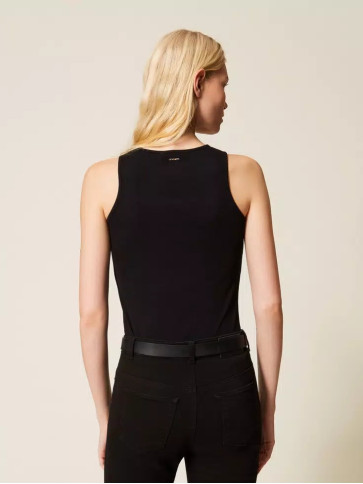 Майка з квіткою / Чорний