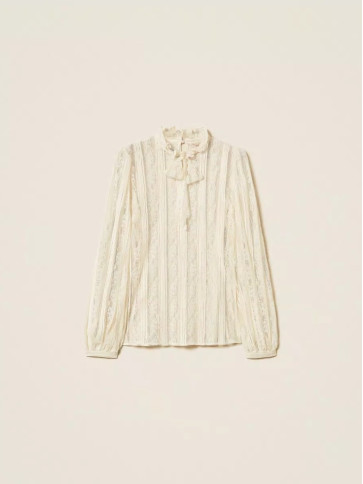 Блузка з бантом / Перламутр