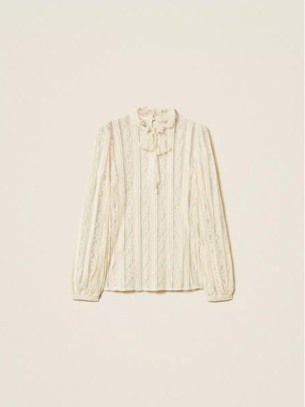 Блузка з бантом / Перламутр