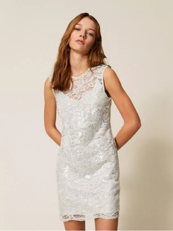 Коротка мереживна сукня / Аква 261TP2631