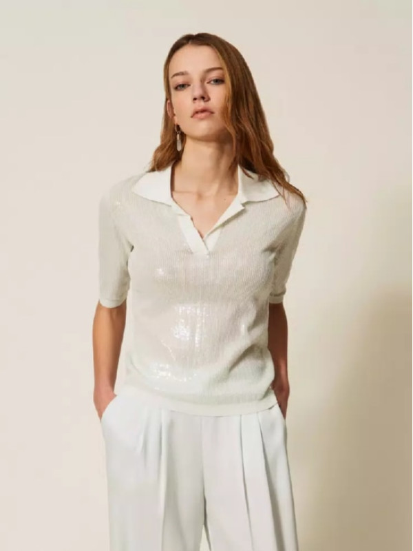 Поло з паєток / Аква 261TP3300