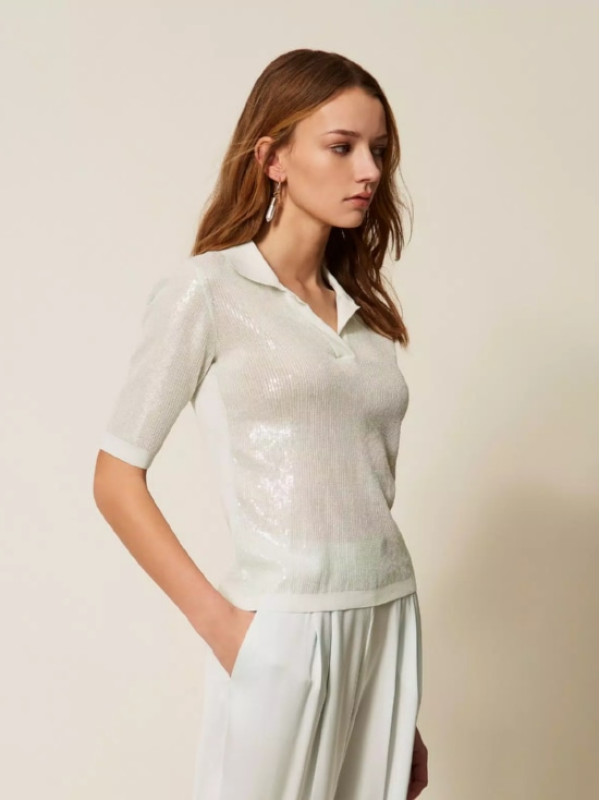 Поло з паєток / Аква 261TP3300