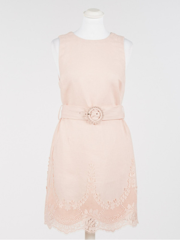 Коротка сукня з мереживом / Білий 261TT2180