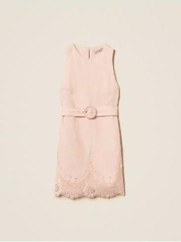 Коротка сукня з мереживом / Перлинно - рожевий