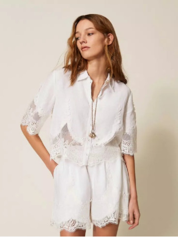 Блуза з мереживом / Білий