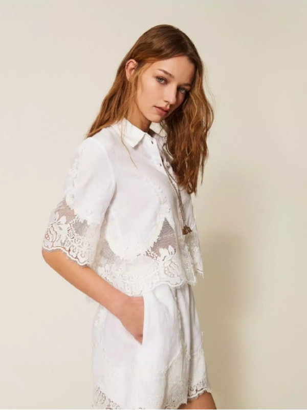 Блуза з мереживом / Білий 261TT2181