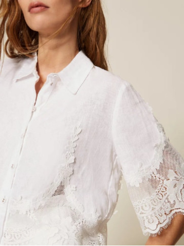 Блуза з мереживом / Білий