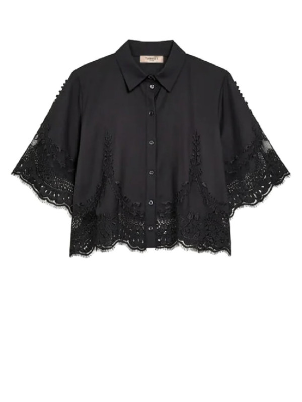 Блуза з мереживом / Чорний 261TT2181