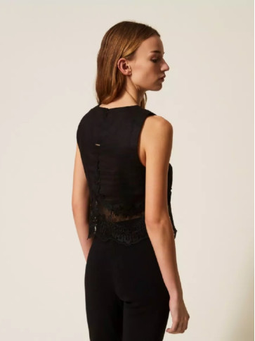Топ з мереживом / Чорний