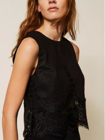 Топ з мереживом / Чорний