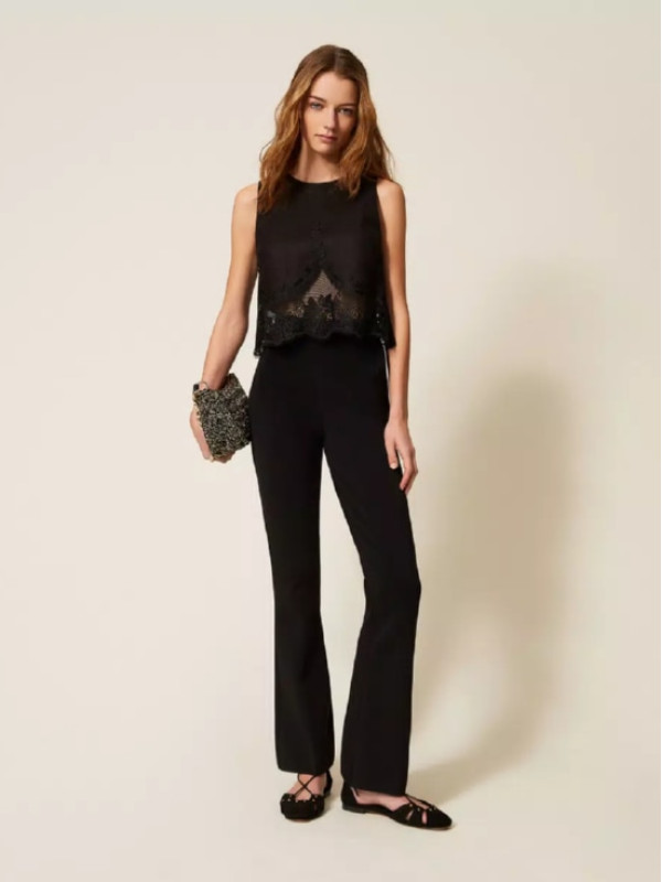 Топ з мереживом / Чорний 261TT2182