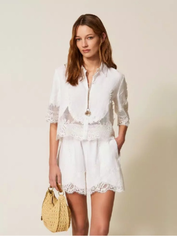 Шорти з мереживом / Білий 261TT2183