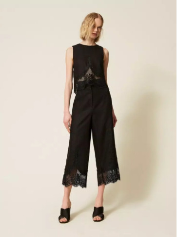 Штани з мереживом / Чорний