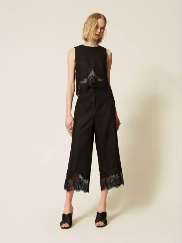 Штани з мереживом / Чорний
