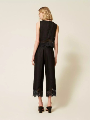 Штани з мереживом / Чорний