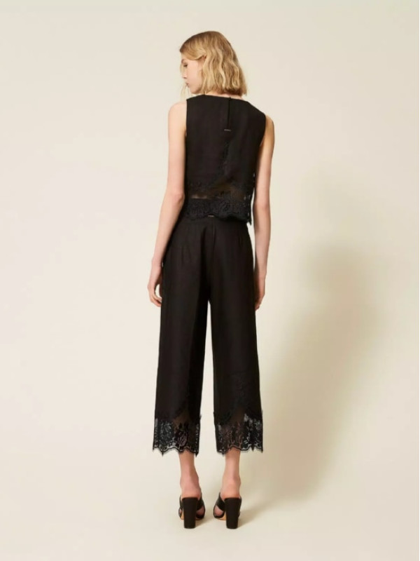 Штани з мереживом / Чорний