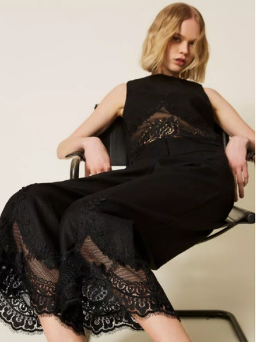 Штани з мереживом / Чорний